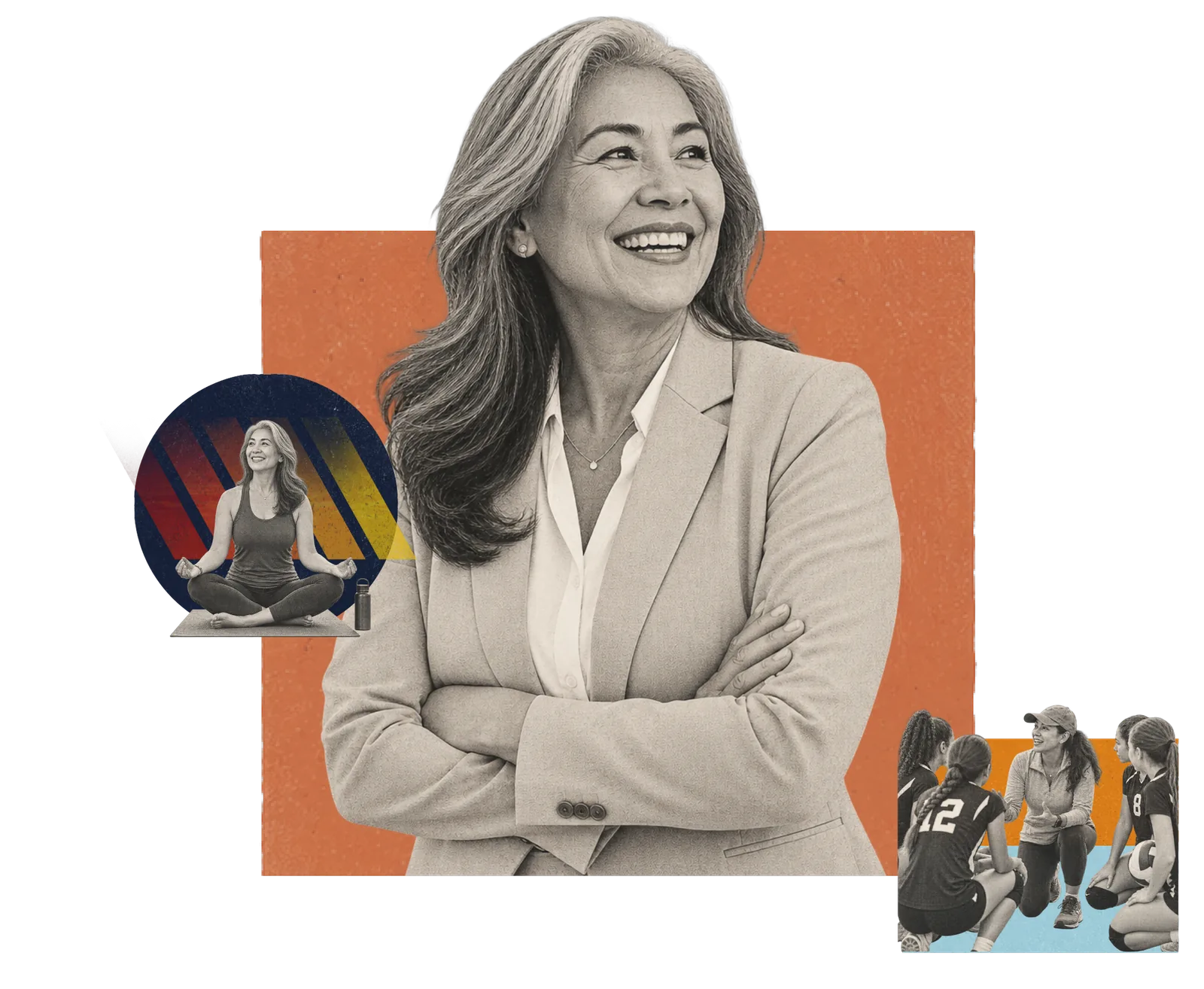 Woman with arms crossed, smiling confidently